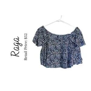 RAGA Blue White Floral Off Shoulder